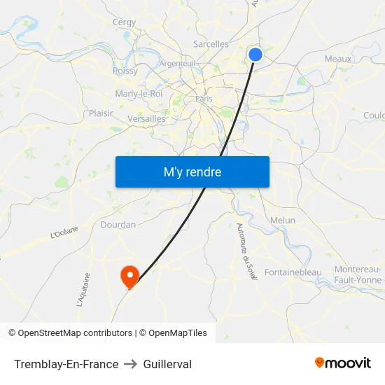 Tremblay-En-France to Guillerval map