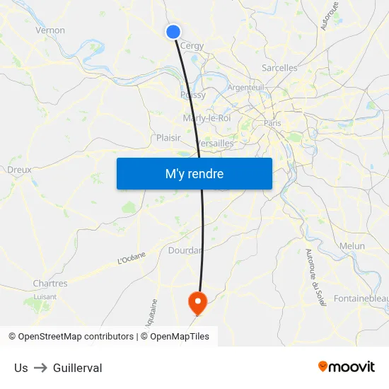 Us to Guillerval map