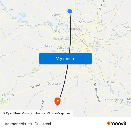 Valmondois to Guillerval map