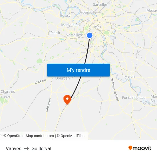 Vanves to Guillerval map
