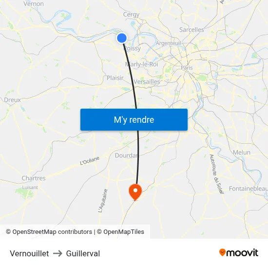 Vernouillet to Guillerval map