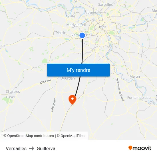 Versailles to Guillerval map