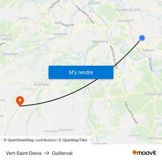 Vert-Saint-Denis to Guillerval map
