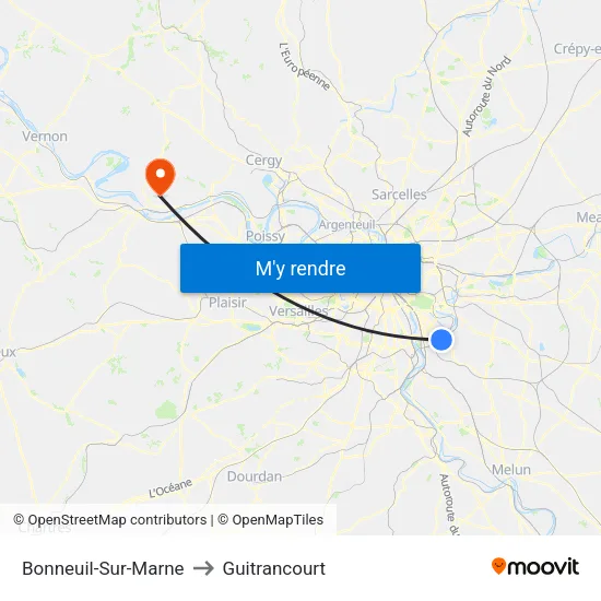 Bonneuil-Sur-Marne to Guitrancourt map