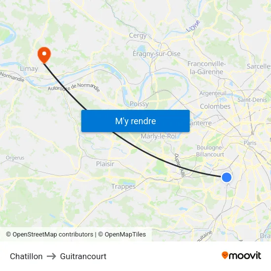 Chatillon to Guitrancourt map