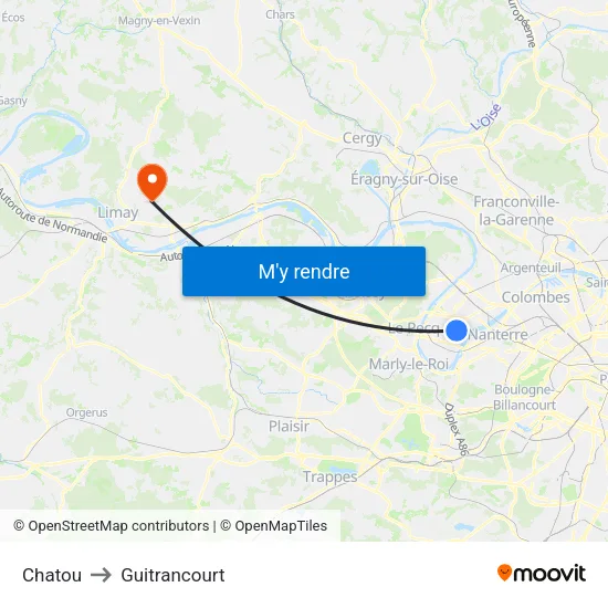 Chatou to Guitrancourt map