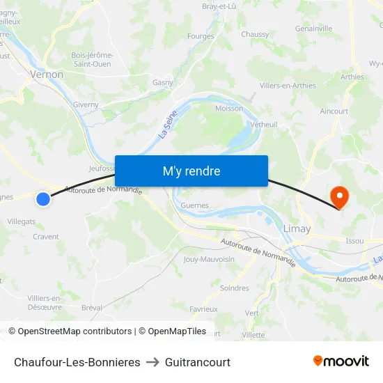 Chaufour-Les-Bonnieres to Guitrancourt map