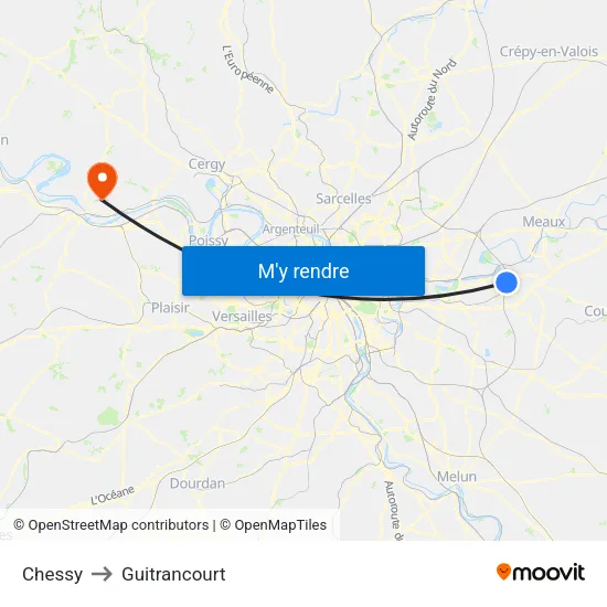 Chessy to Guitrancourt map
