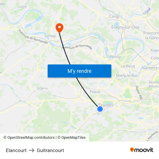 Elancourt to Guitrancourt map
