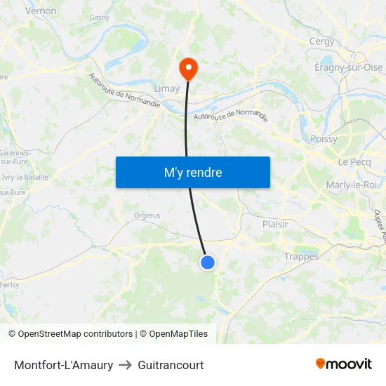 Montfort-L'Amaury to Guitrancourt map