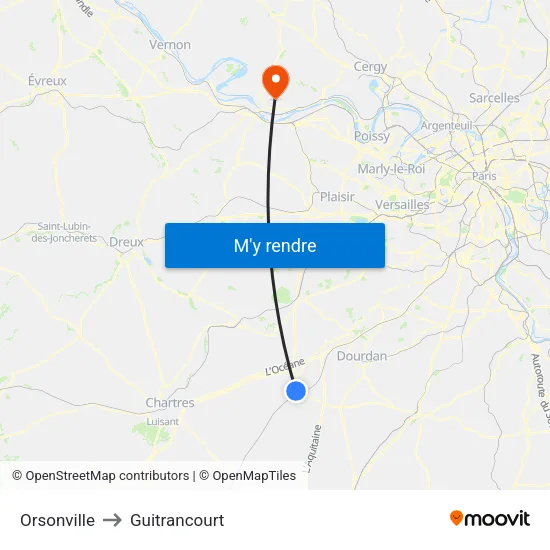 Orsonville to Guitrancourt map