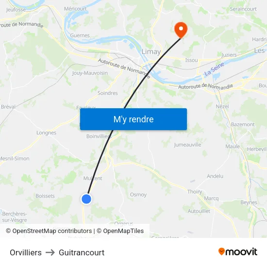 Orvilliers to Guitrancourt map