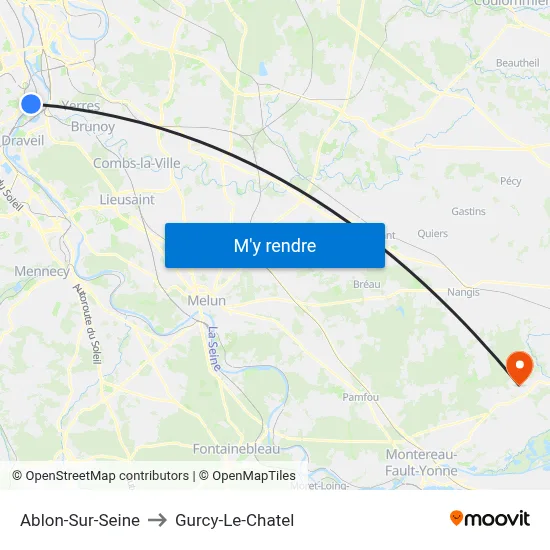 Ablon-Sur-Seine to Gurcy-Le-Chatel map