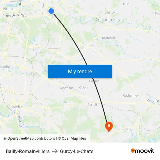 Bailly-Romainvilliers to Gurcy-Le-Chatel map
