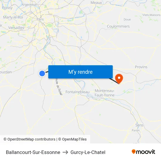 Ballancourt-Sur-Essonne to Gurcy-Le-Chatel map
