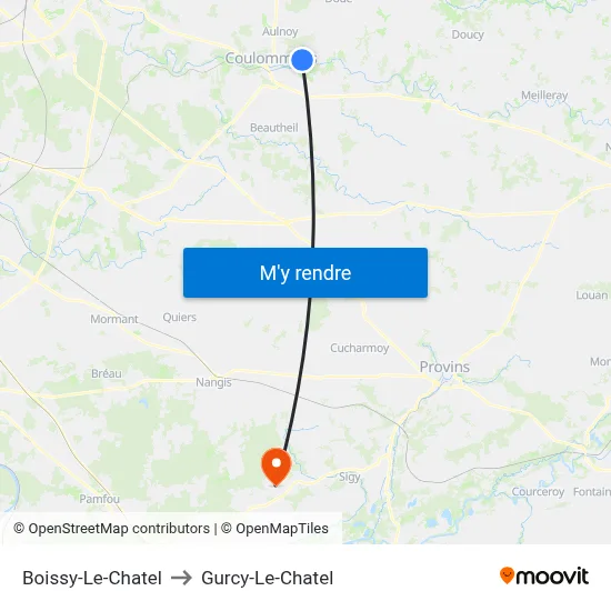 Boissy-Le-Chatel to Gurcy-Le-Chatel map