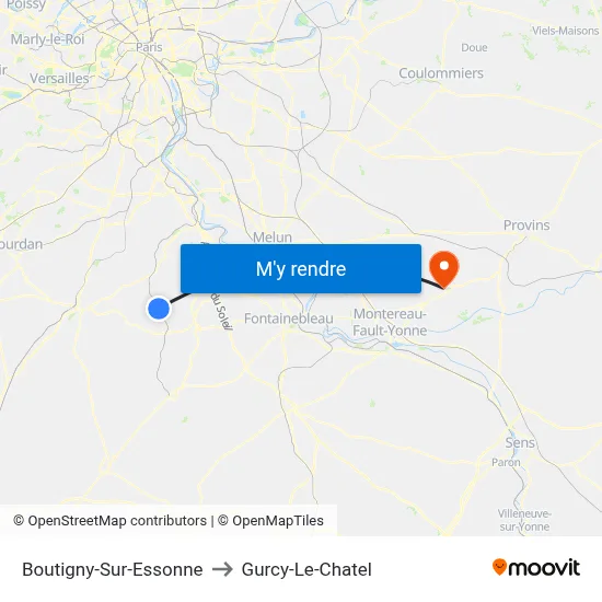 Boutigny-Sur-Essonne to Gurcy-Le-Chatel map