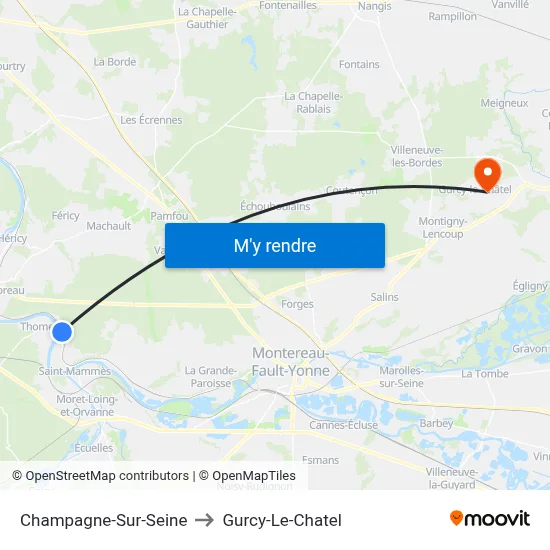 Champagne-Sur-Seine to Gurcy-Le-Chatel map