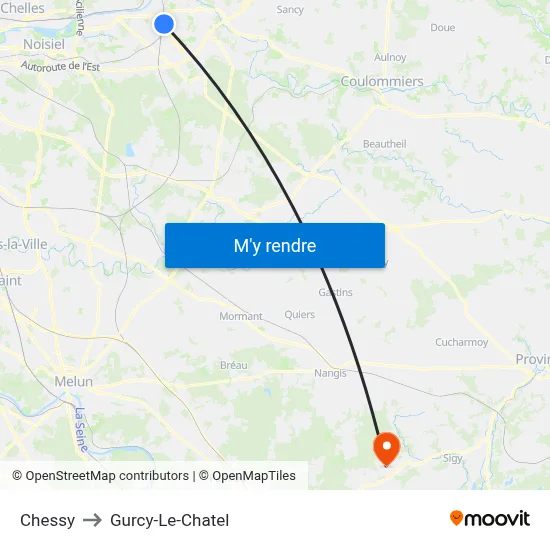 Chessy to Gurcy-Le-Chatel map