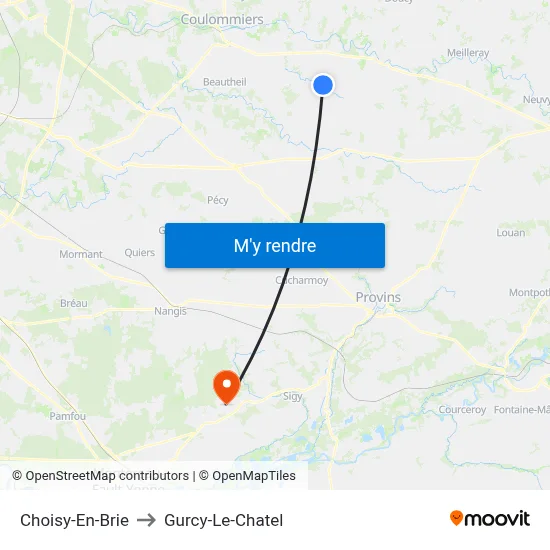 Choisy-En-Brie to Gurcy-Le-Chatel map