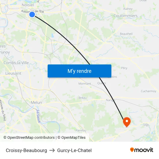 Croissy-Beaubourg to Gurcy-Le-Chatel map