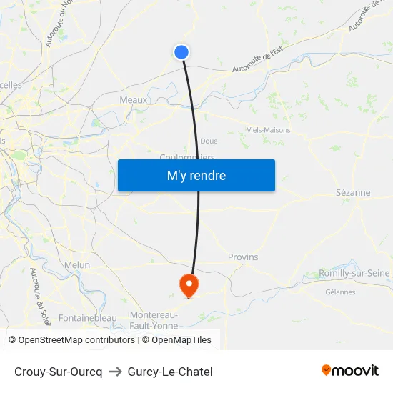 Crouy-Sur-Ourcq to Gurcy-Le-Chatel map