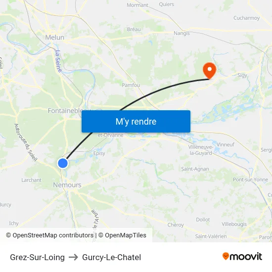 Grez-Sur-Loing to Gurcy-Le-Chatel map