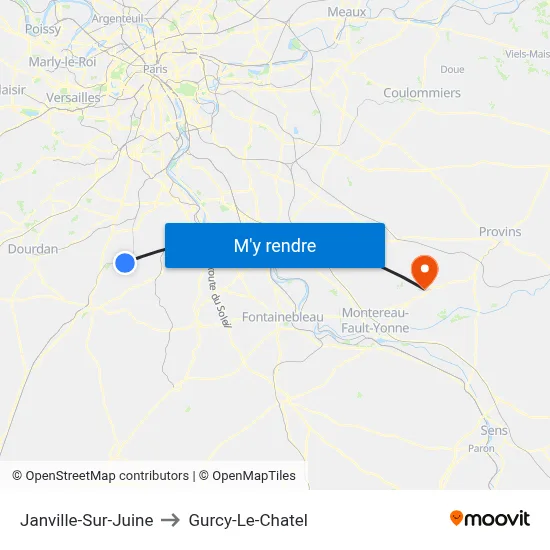 Janville-Sur-Juine to Gurcy-Le-Chatel map
