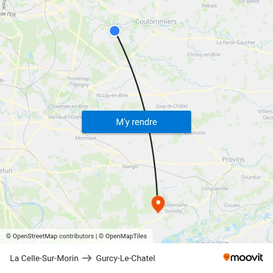 La Celle-Sur-Morin to Gurcy-Le-Chatel map