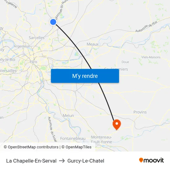 La Chapelle-En-Serval to Gurcy-Le-Chatel map