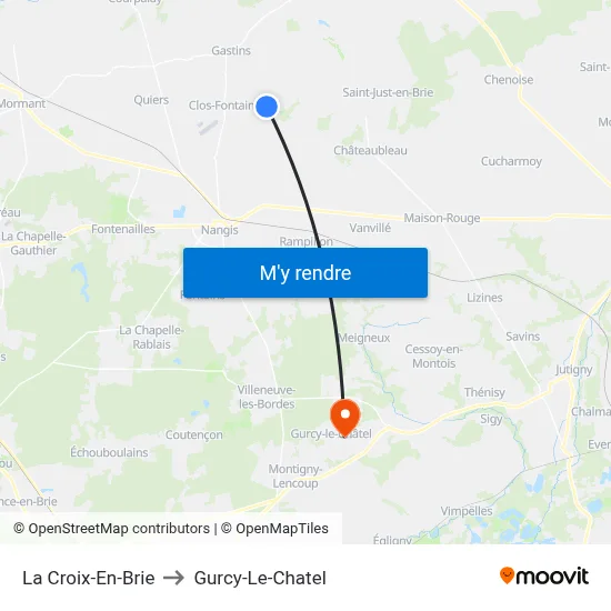 La Croix-En-Brie to Gurcy-Le-Chatel map