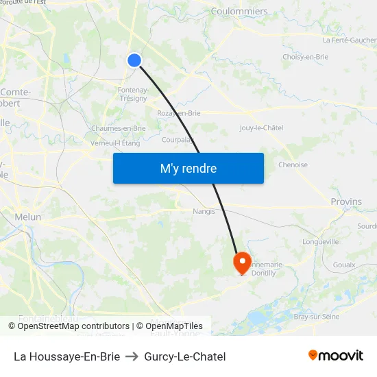 La Houssaye-En-Brie to Gurcy-Le-Chatel map