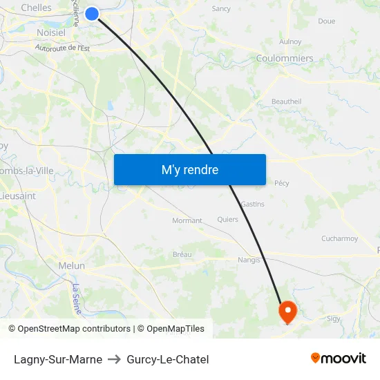 Lagny-Sur-Marne to Gurcy-Le-Chatel map
