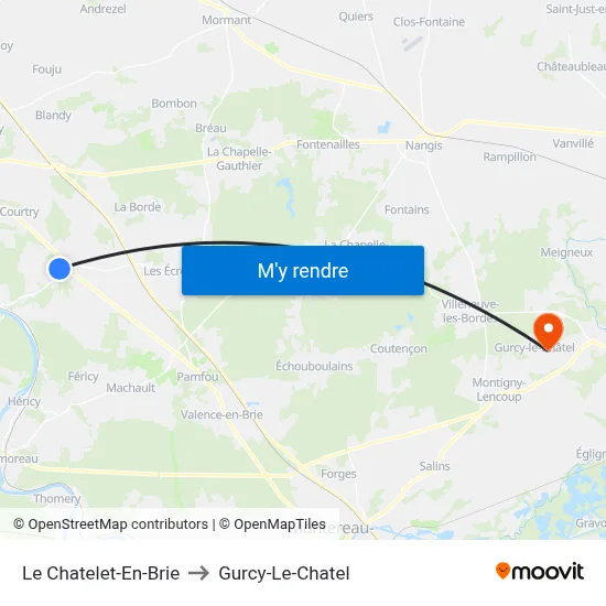 Le Chatelet-En-Brie to Gurcy-Le-Chatel map