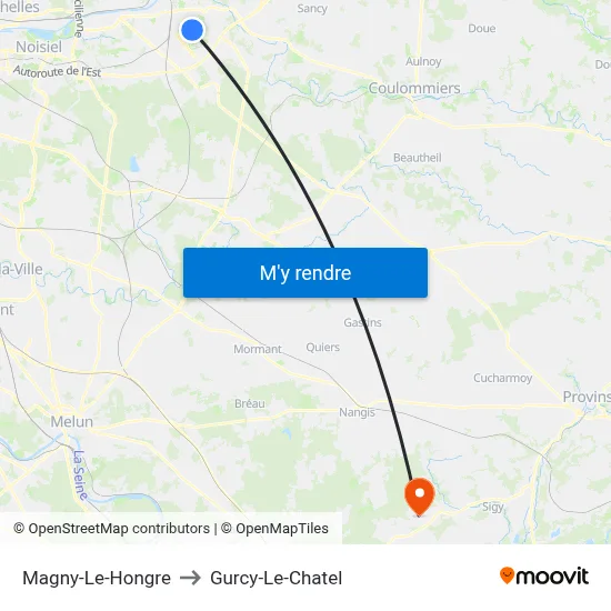 Magny-Le-Hongre to Gurcy-Le-Chatel map