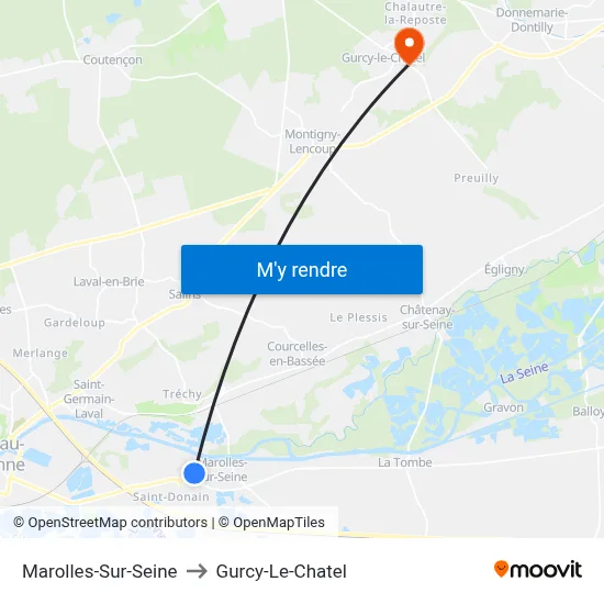 Marolles-Sur-Seine to Gurcy-Le-Chatel map