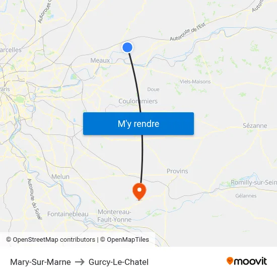 Mary-Sur-Marne to Gurcy-Le-Chatel map