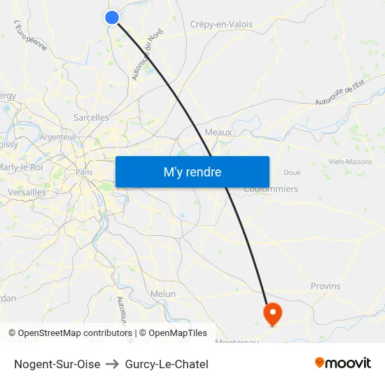 Nogent-Sur-Oise to Gurcy-Le-Chatel map
