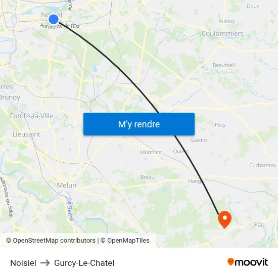 Noisiel to Gurcy-Le-Chatel map