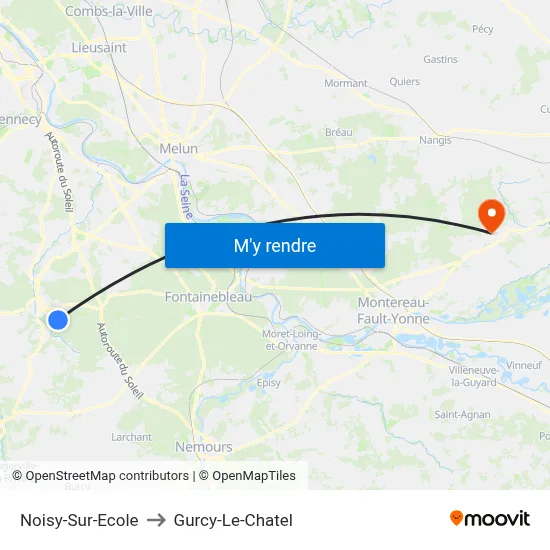 Noisy-Sur-Ecole to Gurcy-Le-Chatel map