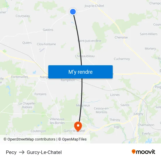 Pecy to Gurcy-Le-Chatel map