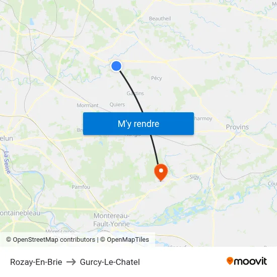 Rozay-En-Brie to Gurcy-Le-Chatel map