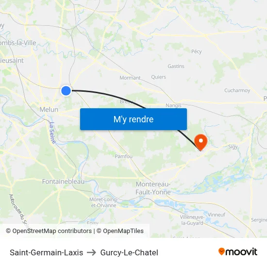 Saint-Germain-Laxis to Gurcy-Le-Chatel map