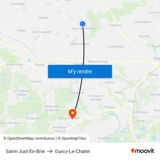 Saint-Just-En-Brie to Gurcy-Le-Chatel map