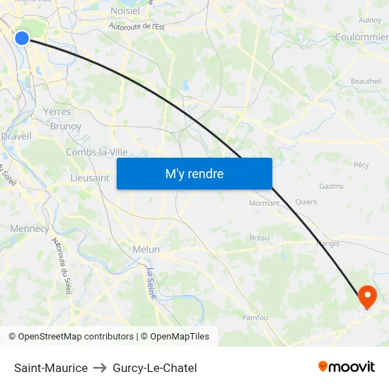 Saint-Maurice to Gurcy-Le-Chatel map