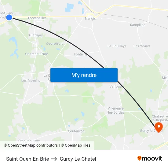 Saint-Ouen-En-Brie to Gurcy-Le-Chatel map
