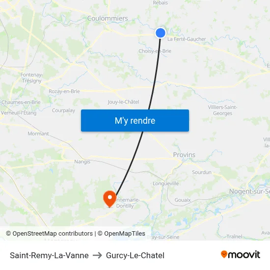 Saint-Remy-La-Vanne to Gurcy-Le-Chatel map