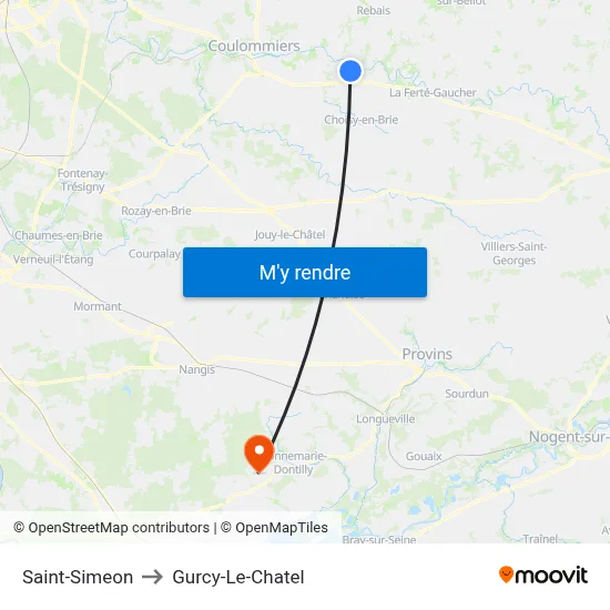 Saint-Simeon to Gurcy-Le-Chatel map