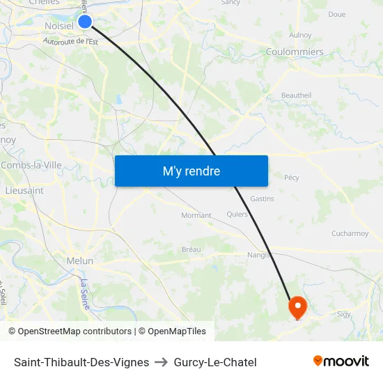 Saint-Thibault-Des-Vignes to Gurcy-Le-Chatel map