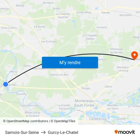 Samois-Sur-Seine to Gurcy-Le-Chatel map